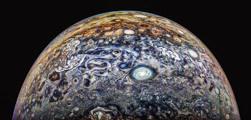 Jupiter, as seen during NASA Juno's 66th perijove on Oct. 23, 2024. NASA / SwRI / MSSS / Jackie Branc © cc by
